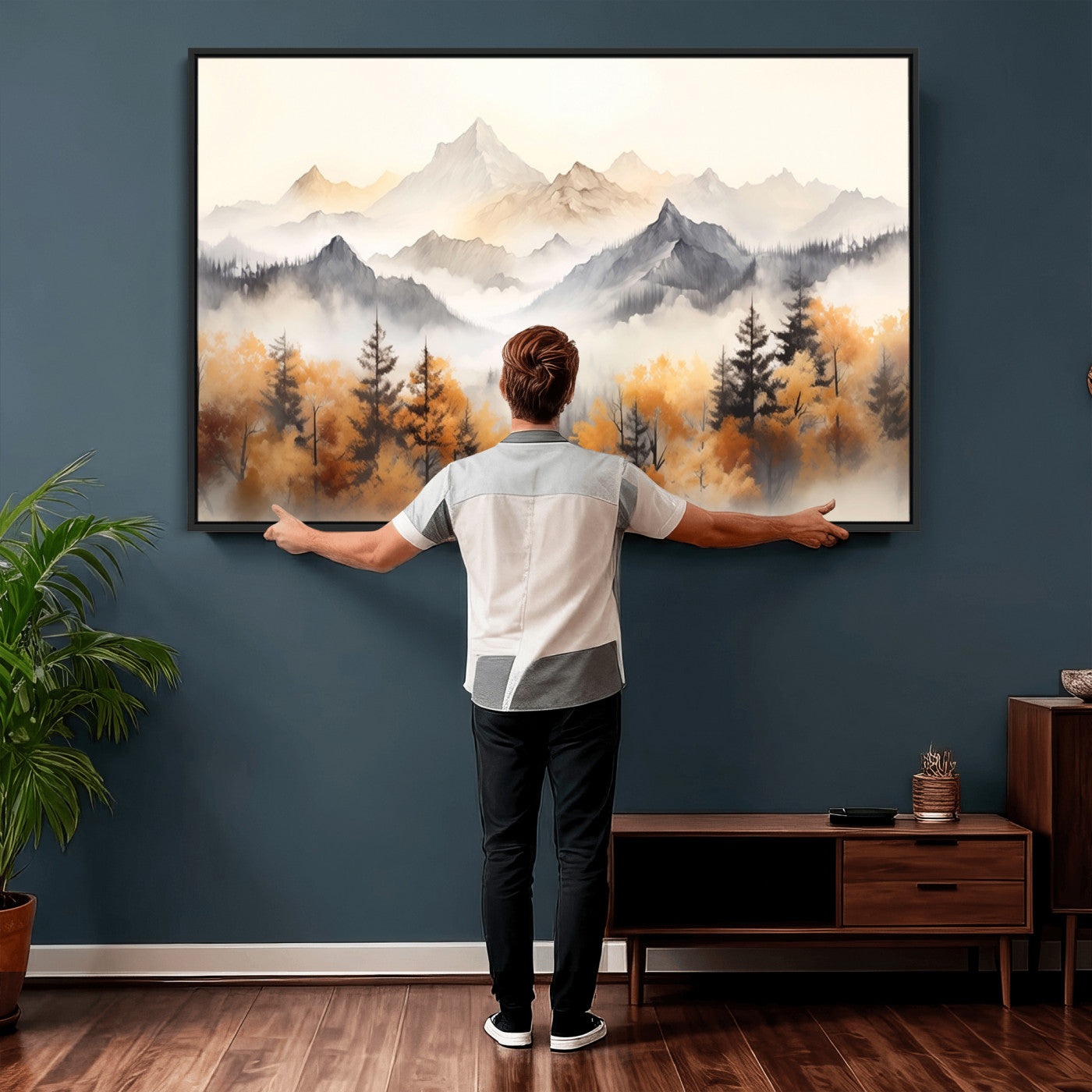 70049-MGV-CV-36X24 - Abstract Mountain Wall Art | Misty Mountain Forest and Mountains Canvas Print for Living Room,