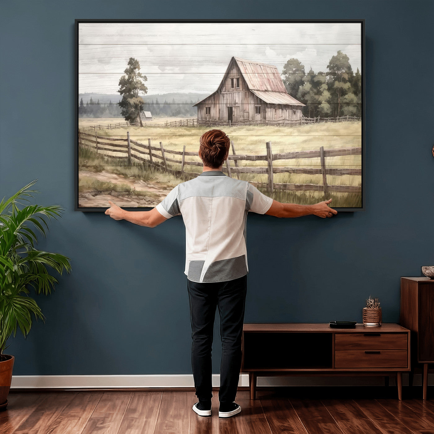 87489-MGV-CV-36X24 - Rustic Farmhouse Barn Wall Art | Framed Gallery Wrap Barn Giclee Canvas Print for Farmhouse Decor