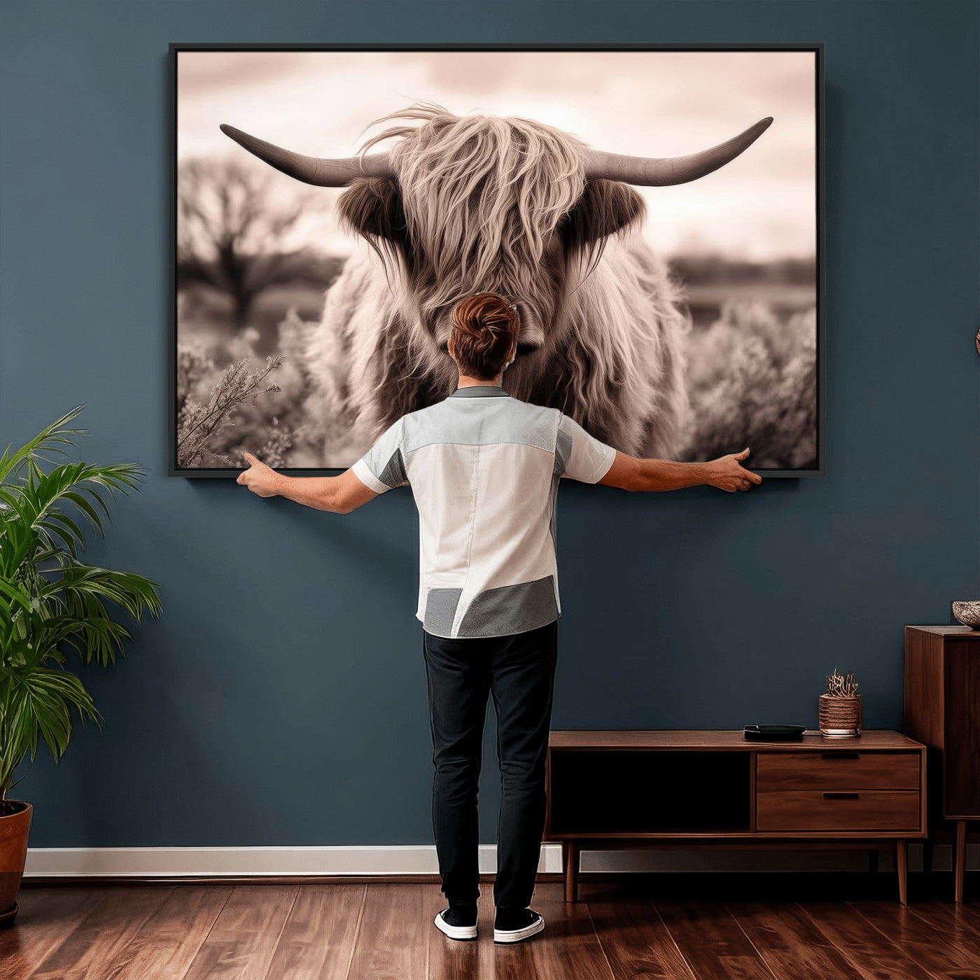 55903-MGV-CV-36X24 - Scottish Cow Longhorn Wall Art Canvas Print