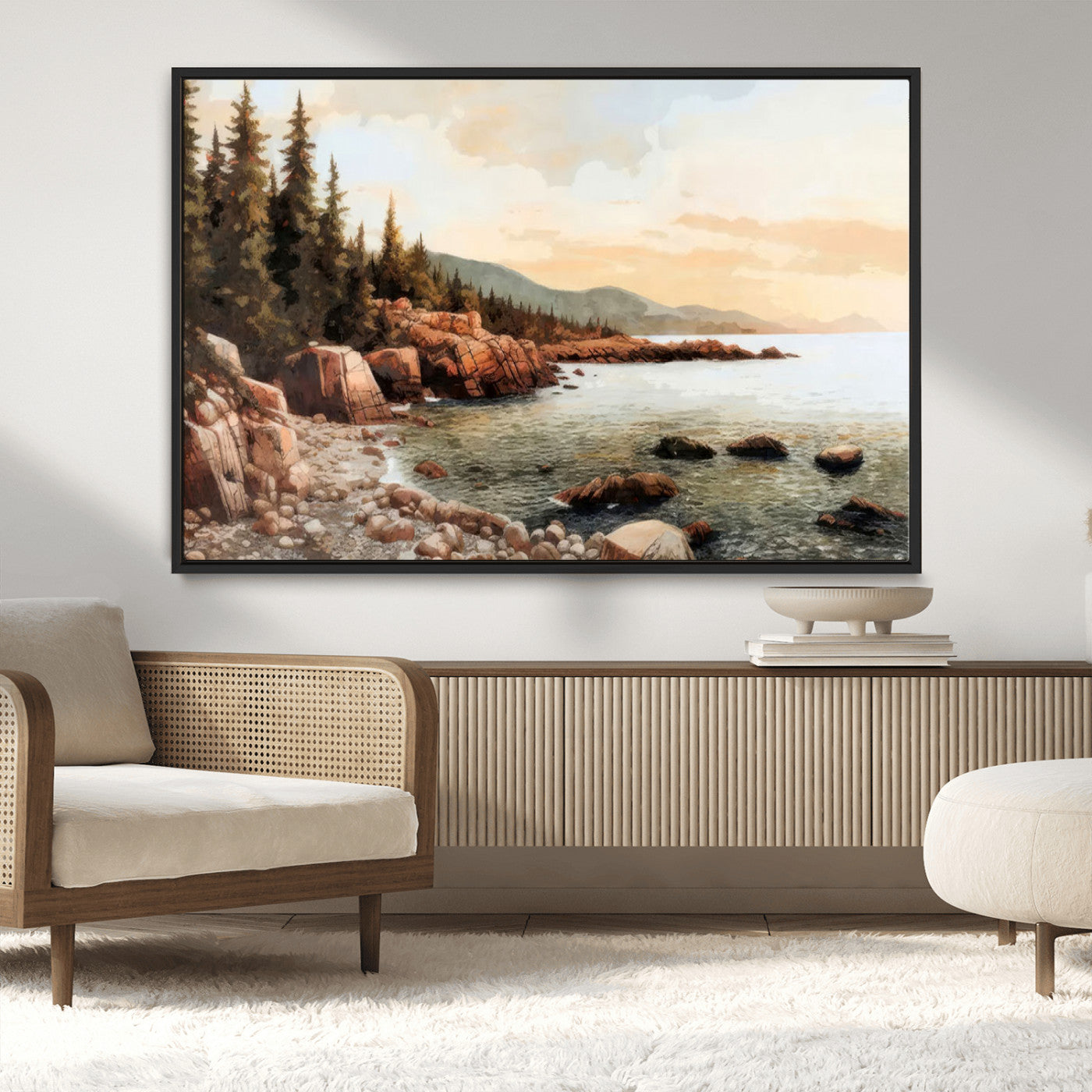 77145-MGV-CV-36X24-Serene Coastal View of Acadia National Park Wall Art - Stunning 3-Panel Wall Art Canvas Print,