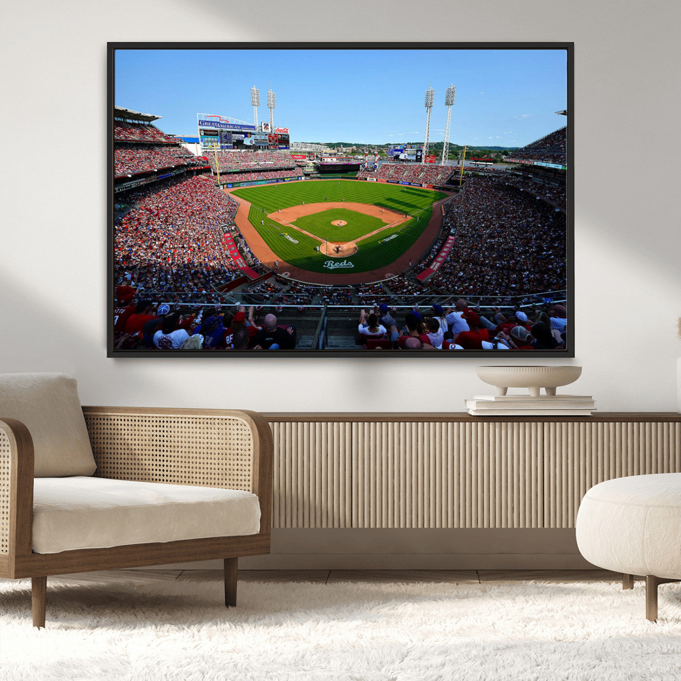 90998-MGV-CV-36X24-Cincinnati Reds Baseball Canvas Print - Great American Ball Park Stadium Wall Art Canvas Print