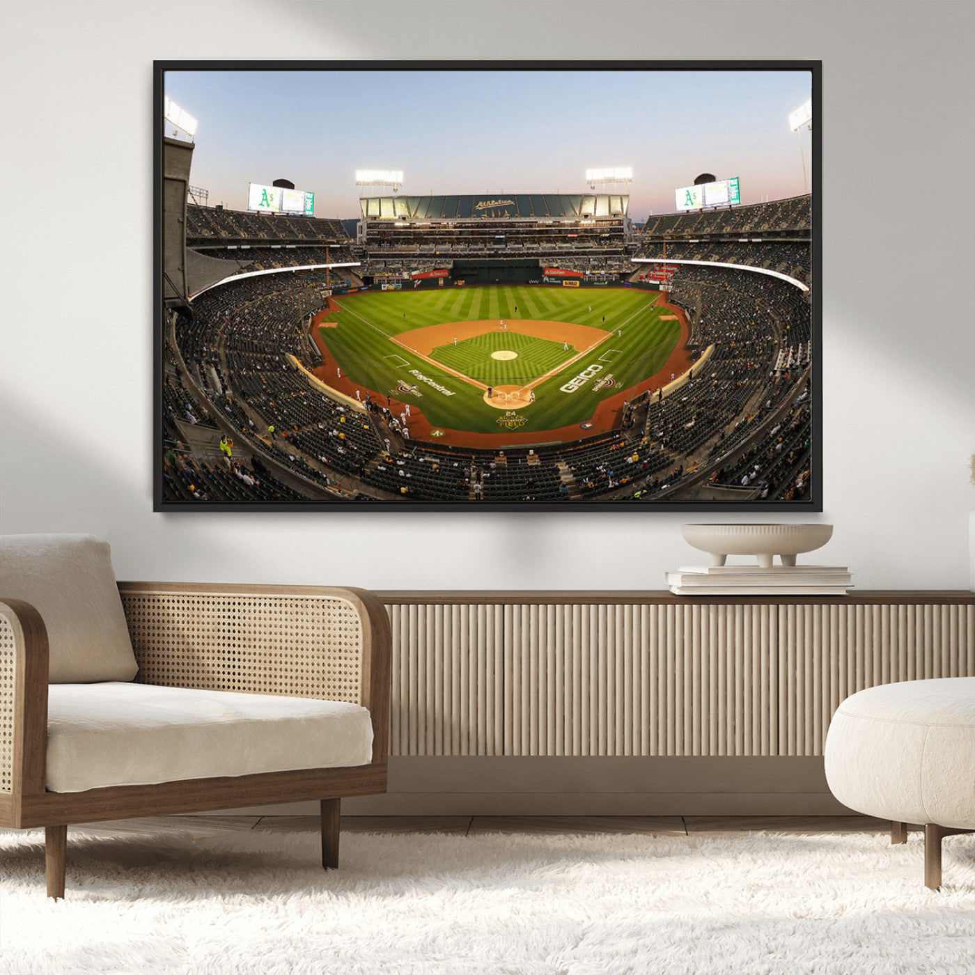 -Oakland Athletics Baseball Team Print - RingCentral Coliseum Stadium Wall Art Canvas Print