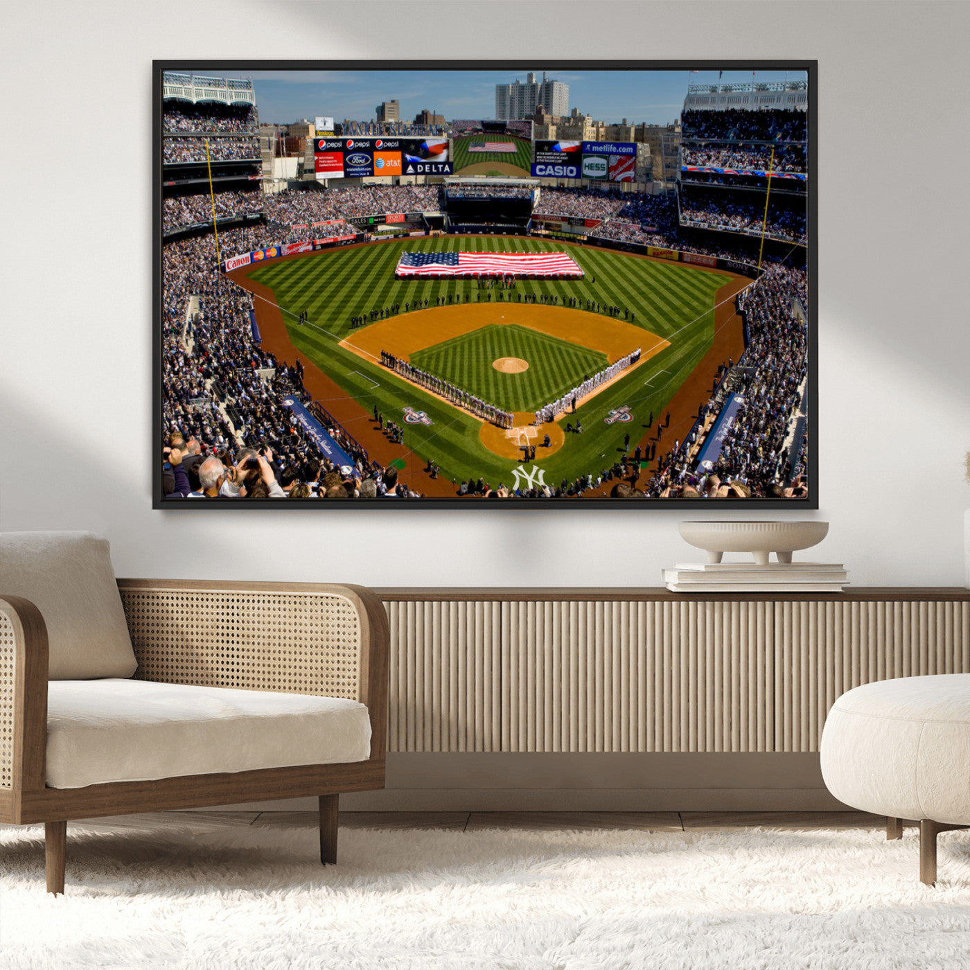 20879-MGV-CV-36X24-Yankee Stadium New York Wall Art Print | 3-Panel Canvas Print of Yankees Baseball Stadium | Large