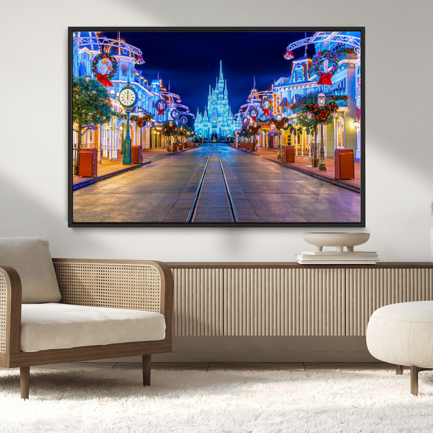 12470-MGV-CV-36X24-Disney Castle Wall Art – Large Magic Kingdom Canvas Artwork, Fairytale Design, Kids Room Christmas Decor for Home, Office