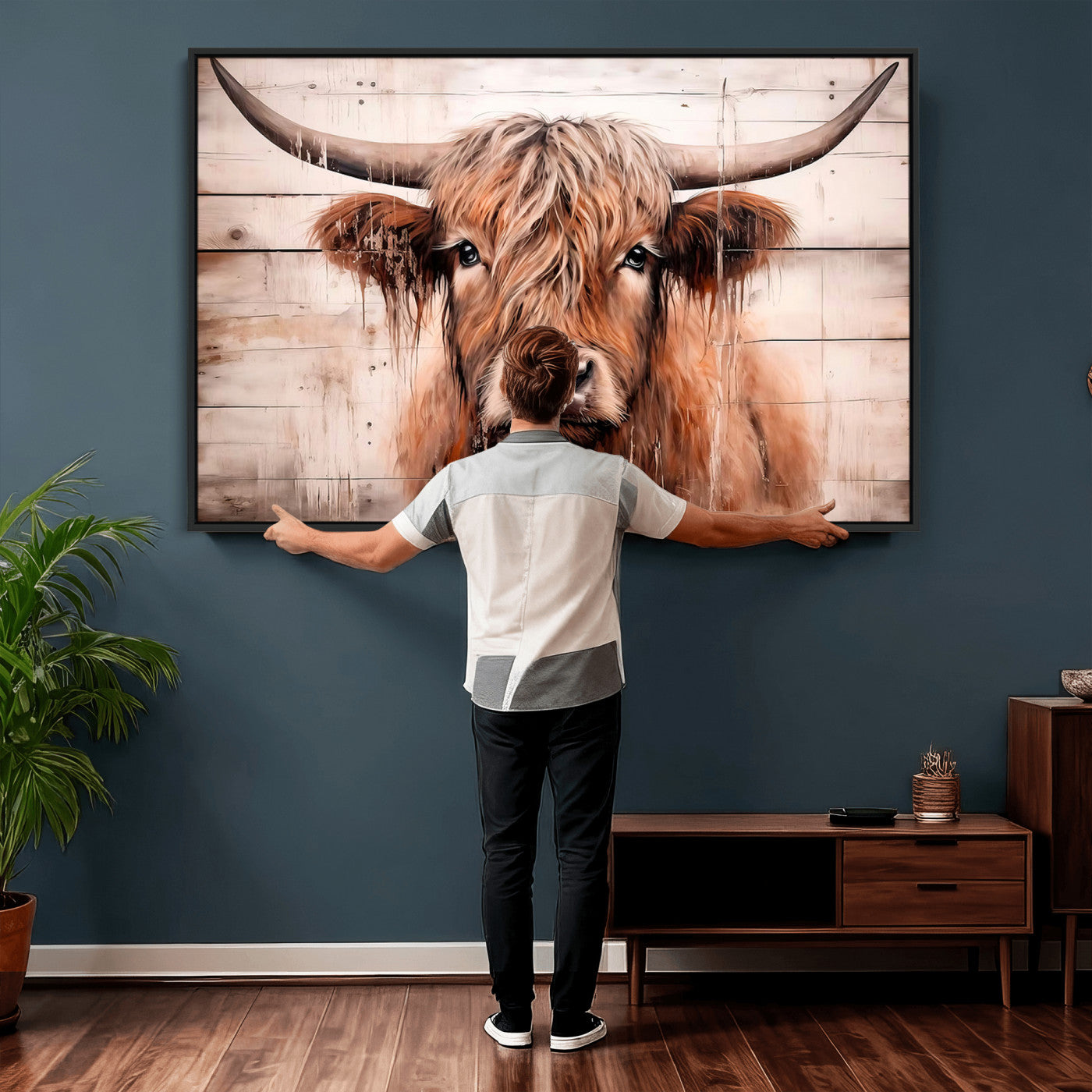 93730-MGV-CV-36X24 - Vintage Scottish Highland Cow Cattle Art Print Farmhouse Wall Art Canvas Print