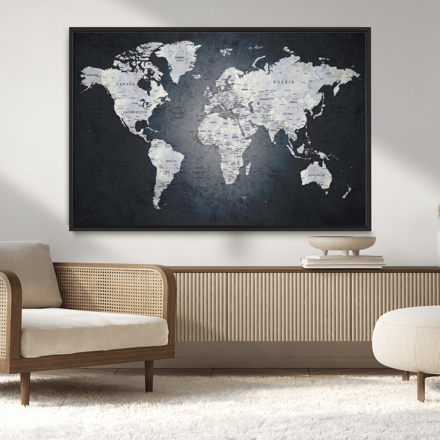 19124-MGV-CV-36X24-Push Pin World Map Canvas Print – Travel Tracker Wall Art for Couples, Perfect Anniversary Gift for Home or Office Decor