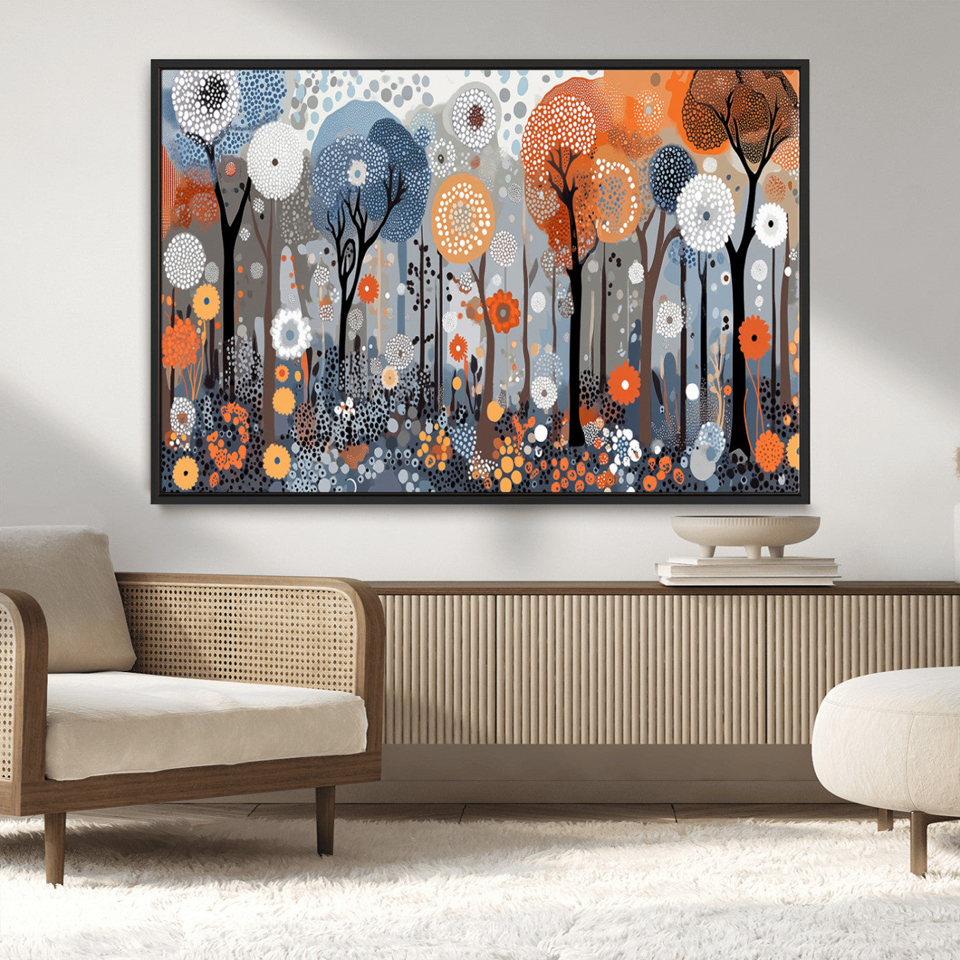 48857-MGV-CV-36X24-Abstract Winter Landscape Canvas Wall Art Print - Large Colorful Nature Wall Decor