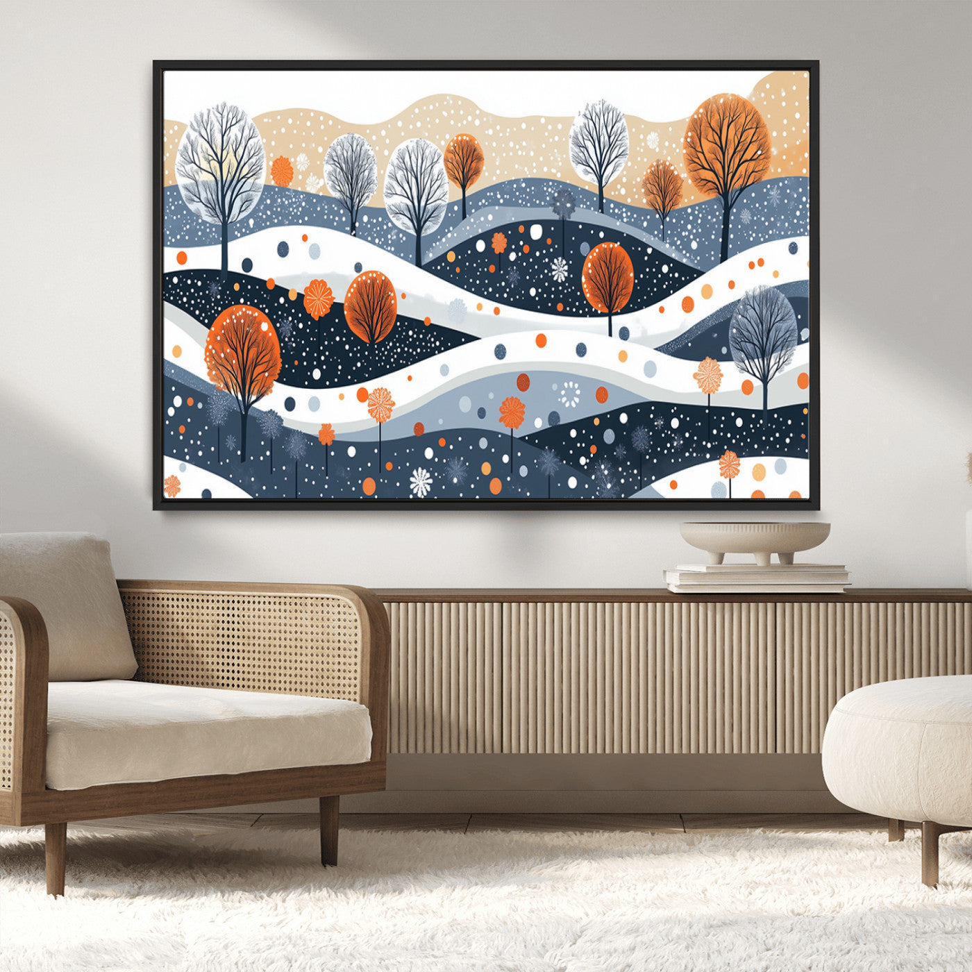 22651-MGV-CV-36X24-Abstract Winter Landscape Canvas Wall Art Print - Large Colorful Nature Wall Decor