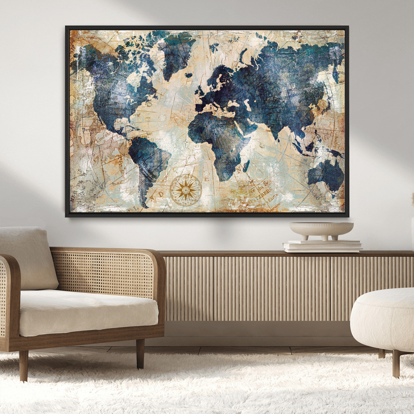 84561-MGV-CV-36X24-Push Pin World Map Canvas Print – Framed Wall Art for Couples, Travel Tracker Map, Anniversary Gift for Home Decor