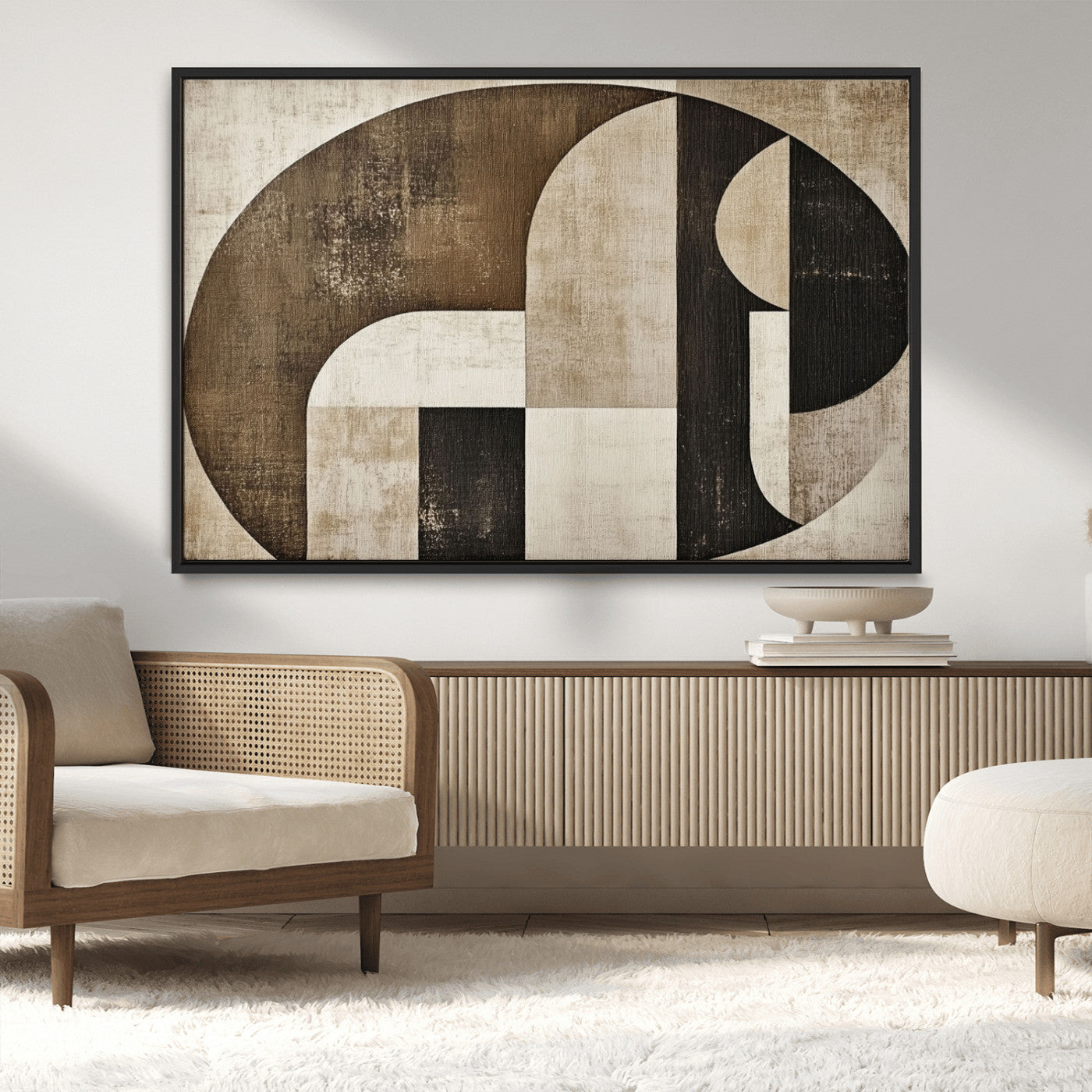 44796-MGV-CV-36X24-Wabi Sabi Abstract Wall Art | Geometric Modern Minimalist Canvas Print with Neutral Mid Century Art