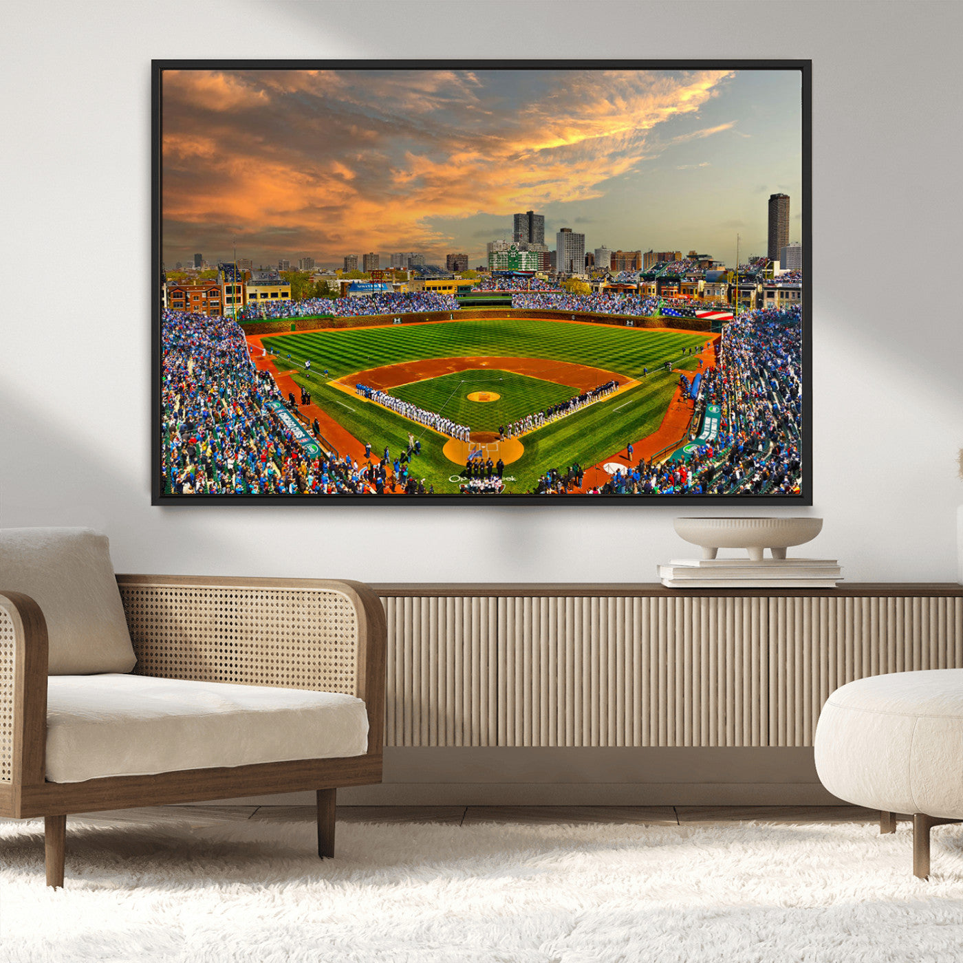 45635-MGV-CV-36X24-Chicago Wrigley Field Canvas Wall Art - Iconic Baseball Stadium Art Print - Wrigley Field Chicago