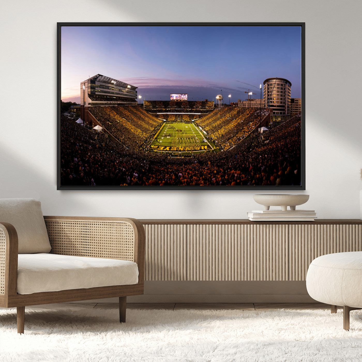 82557-MGV-CV-36X24-Iowa Hawkeyes Kinnick Stadium Wall Art Canvas Print, Framed Iowa Hawkeyes Kinnick Stadium Canvas