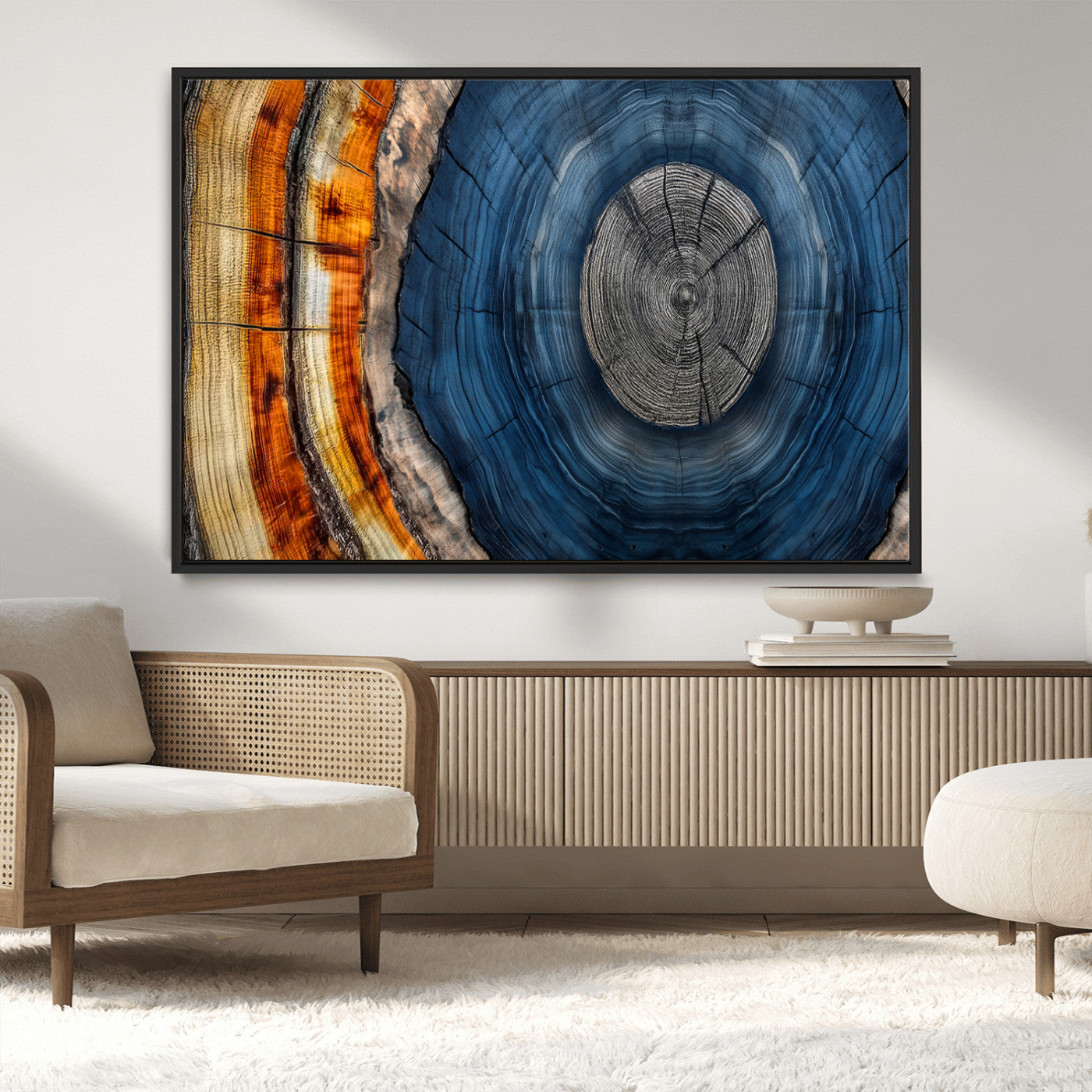 79754215-MGV-CV-36X24-Abstract Tree Rings Wall Art Canvas Print - Wood Grain Rings Artwork Print - Nature Woodland Modern