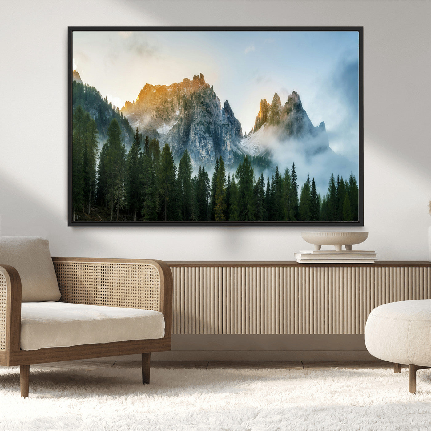 21145440-MGV-CV-36X24-Wilderness Wall Art Canvas Print – Misty Forest Nature Landscape Photography Rustic Scenic Artwork for Home, Office