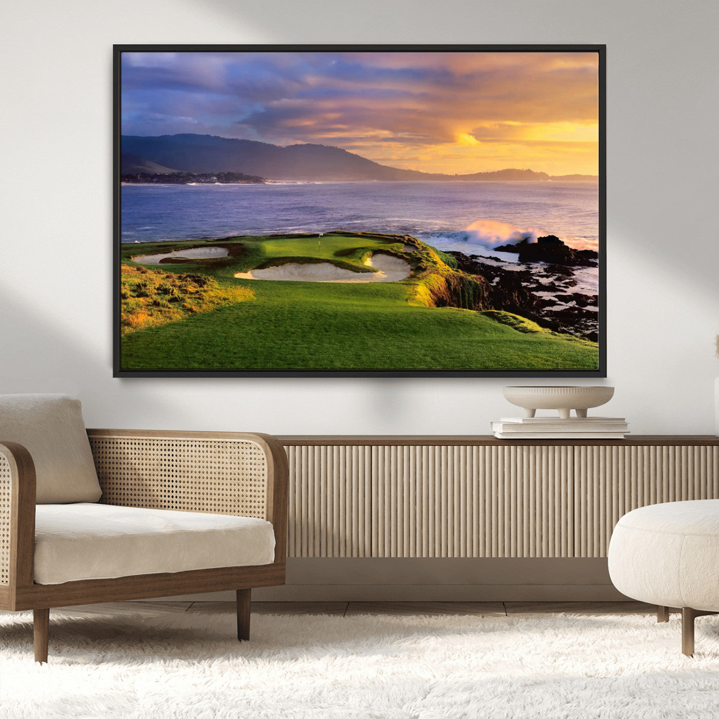 -Pebble Beach Golf Wall Art Canvas Print – Iconic Coastal Golf Course Artwork for Home, Office, Living Room