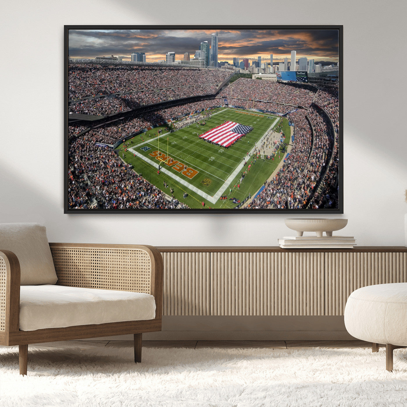-Chicago Bears Soldiers Field Wall Art Canvas Print – Framed Football Stadium Artwork for Home, Office, Living Room