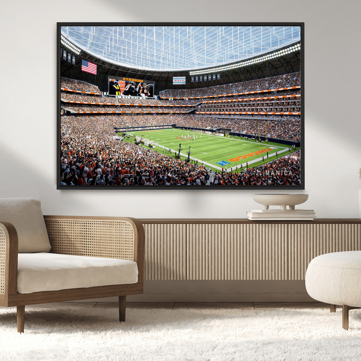 -Chicago Bears Soldiers Field Wall Art Canvas Print – Framed Football Stadium Artwork for Home, Office, Living Room