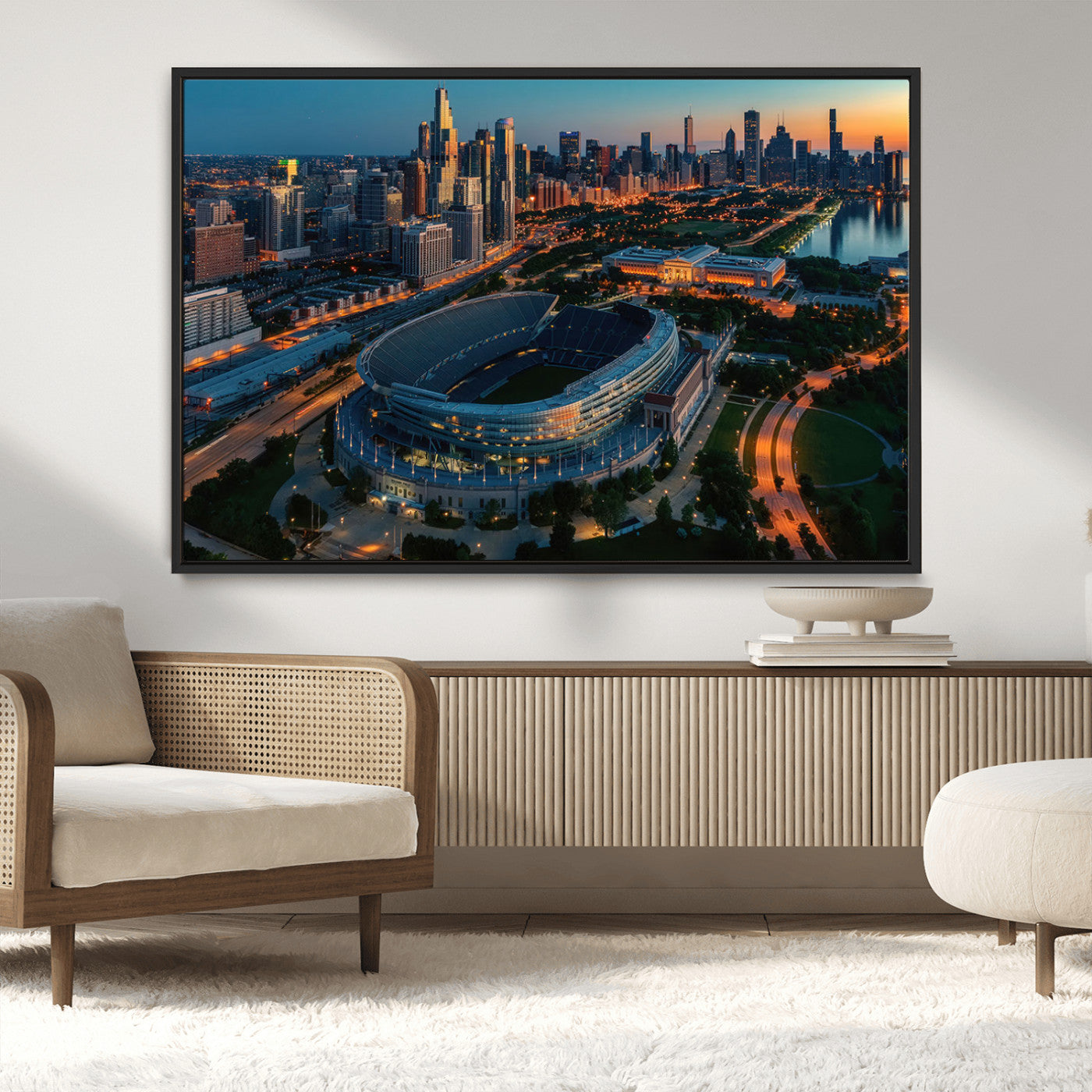 -Chicago Bears Soldiers Field Wall Art Canvas Print – Framed Football Stadium Artwork for Home, Office, Living Room