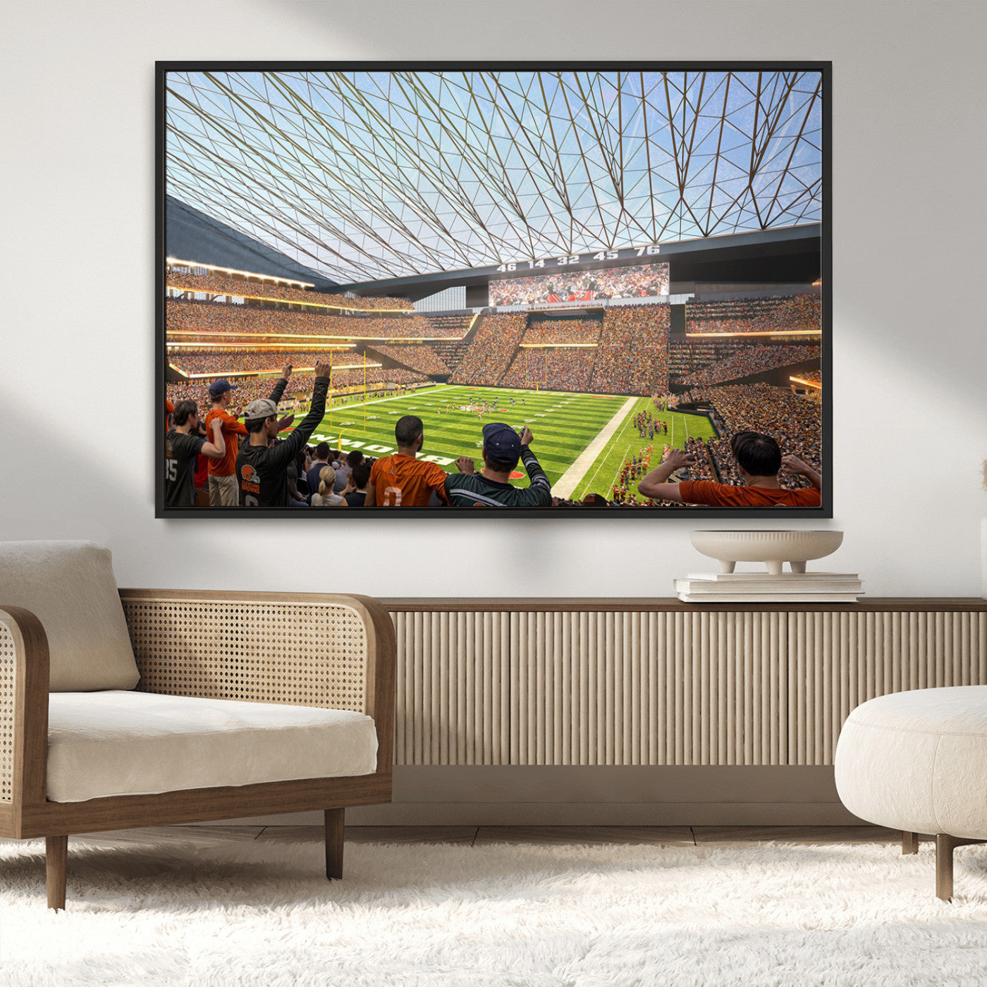 -Cleveland Browns Stadium Wall Art Canvas Print – Framed NFL Football Arena Artwork for Home, Office, Living Room