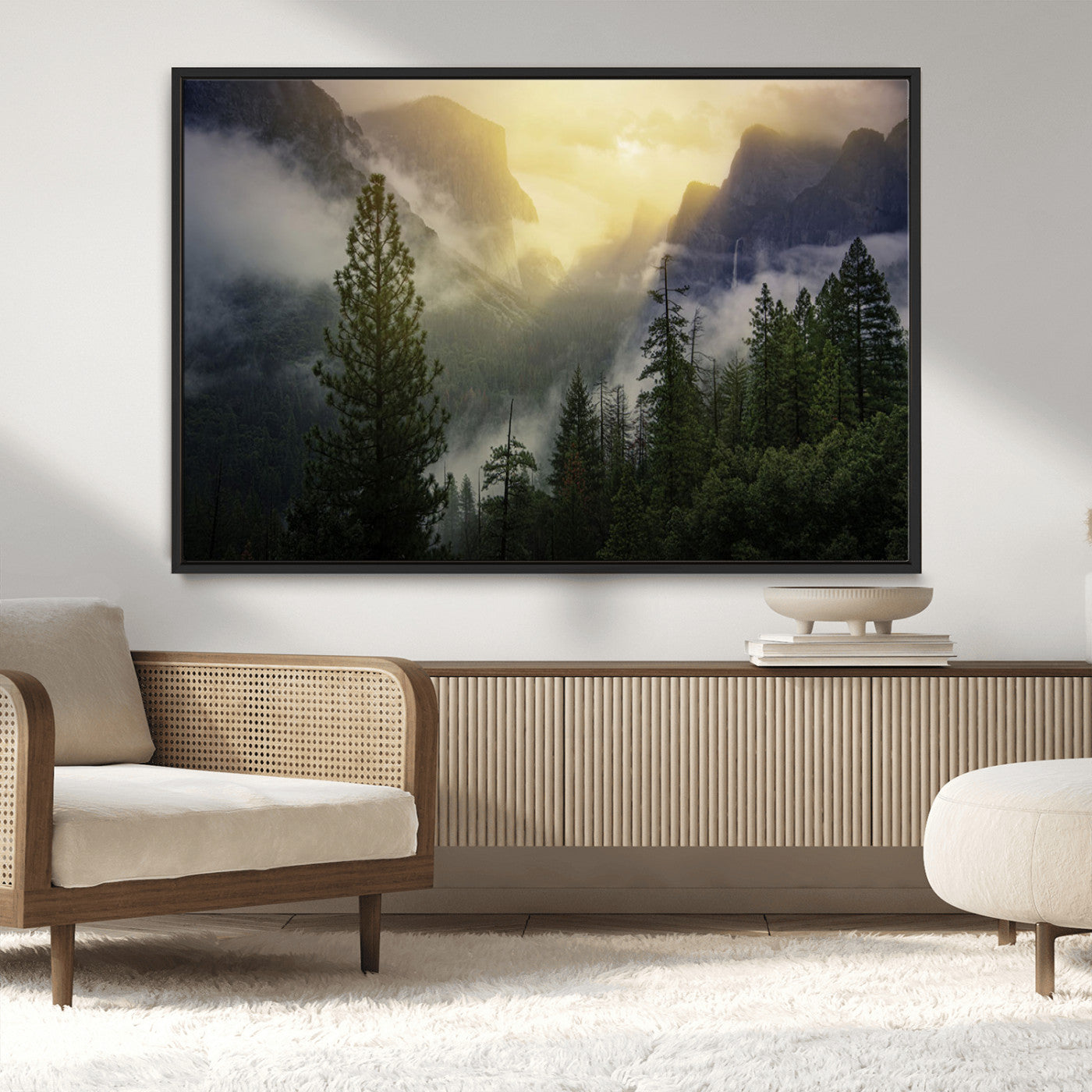 -Misty Forest Sunrise Mountain Valley Pine Trees Foggy Landscape Nature Scenic Outdoors Calm Tranquil
