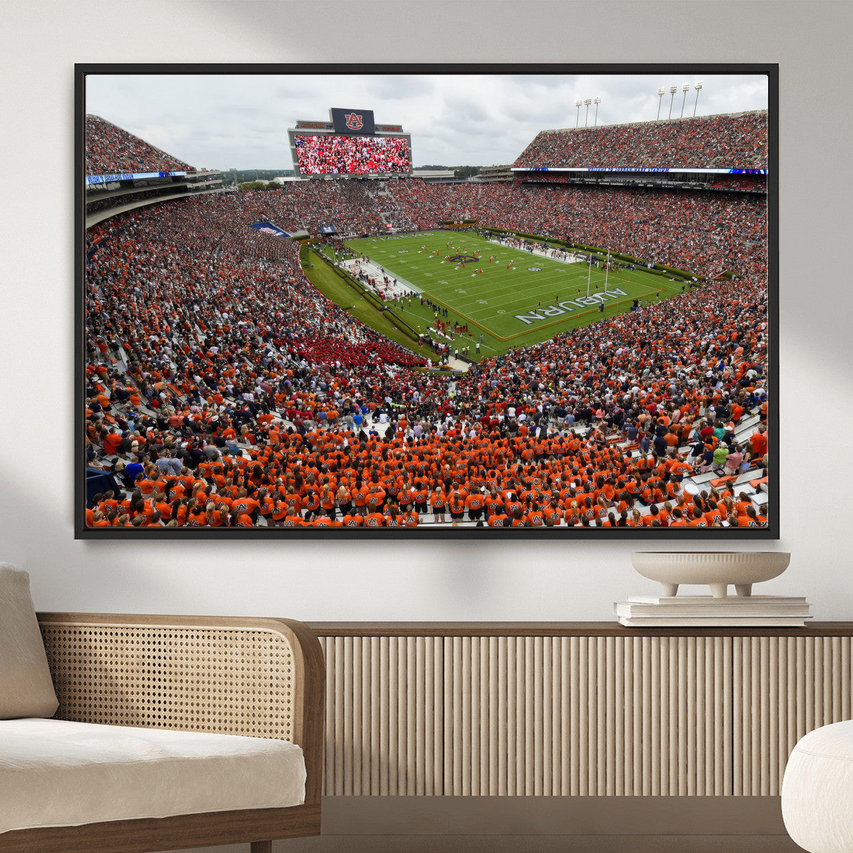 39597998-MGV-CV-36X24-Jordan-Hare Stadium Wall Art Canvas Print, College Sports Art for Man Cave or Game Room, Framed Alabama Football Decor