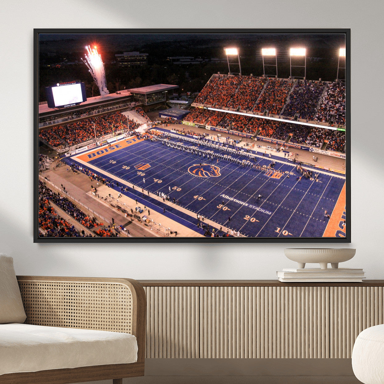 BS1001S-MGV-FC-36X24 - Boise State Broncos Albertsons Stadium Wall Art Canvas Print