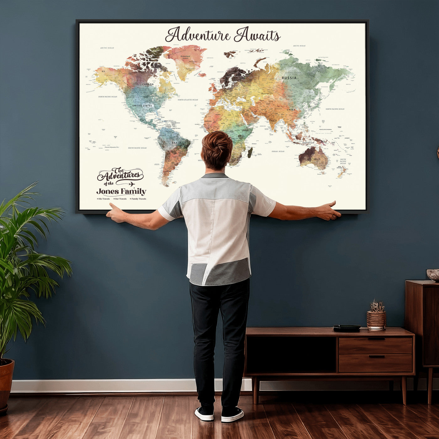 73360781-MGV-CV-36X24 - Custom Push Pin World Map Wall Art Canvas Print – Personalized Travel Tracker - NEWMAP-7