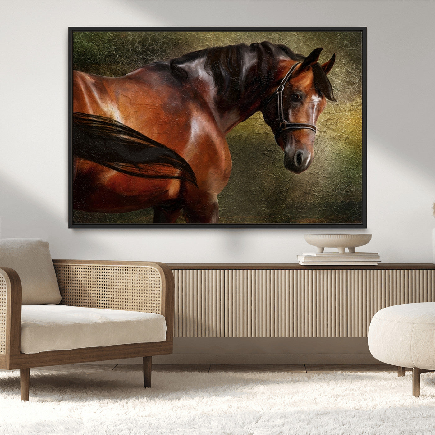 76810-MGV-CV-36X24-Majestic Brown Horse Wall Art Canvas Print – Framed Equestrian Artwork with Elegant Stallion Artwork for Home or Office Decor