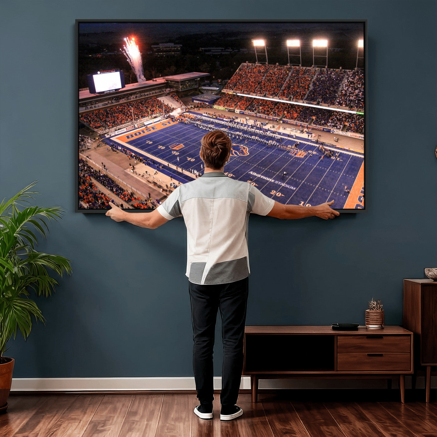 58849575-MGV-CV-36X24 - Boise State Stadium Large Wall Art Canvas Print for Living Room Office Wall Decor