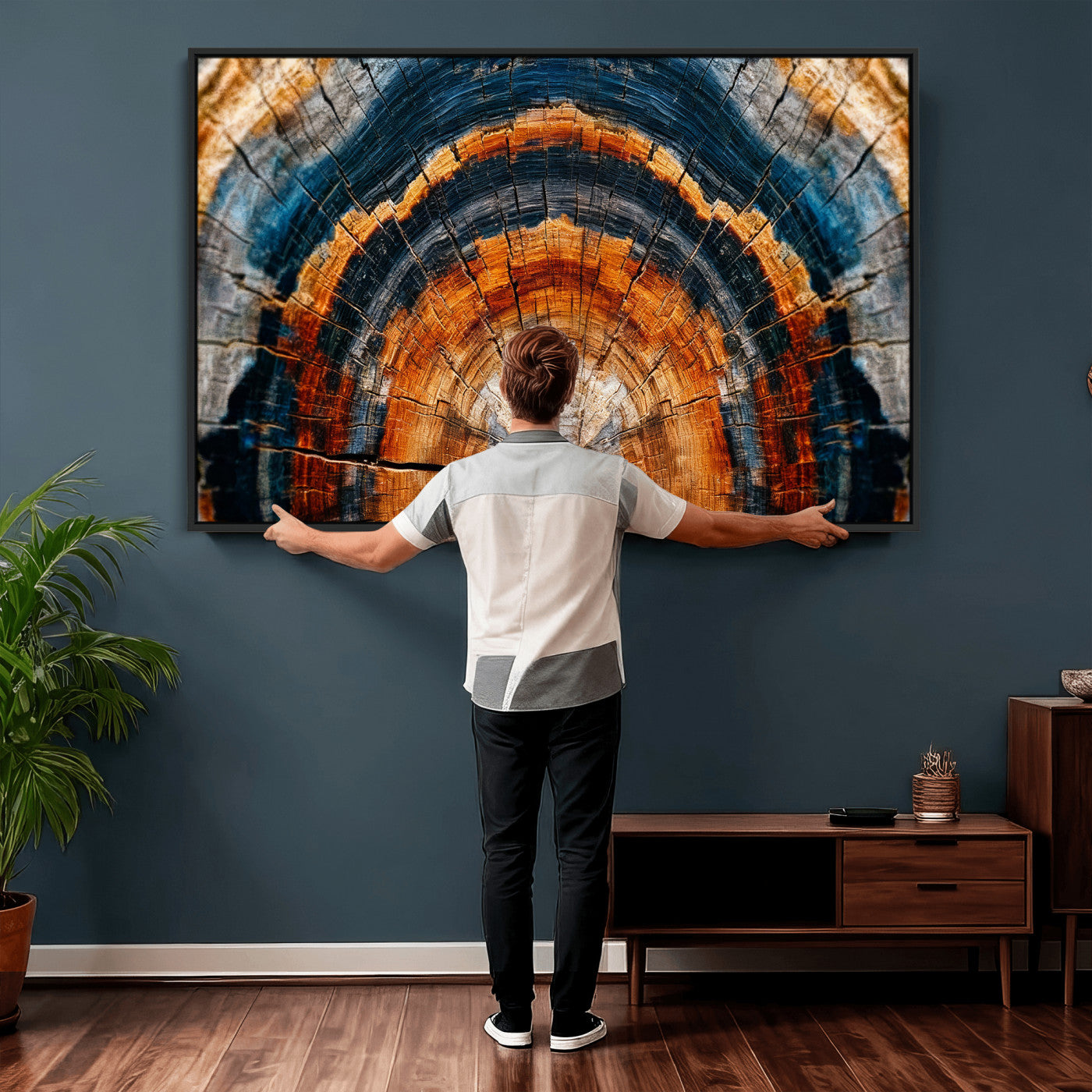 92693966N-MGV-CV-36X24 - Abstract Wood Grain Canvas Print, Tree Ring Pattern Wall Art, Framed Canvas Ready to Hang