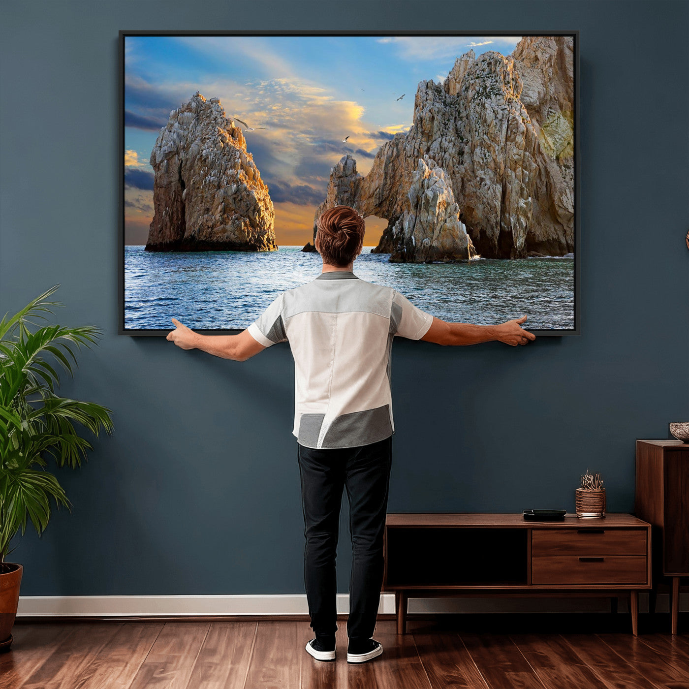 63505689-MGV-CV-36X24 - El Arco Cabo San Lucas Ocean Arch Wall Art Canvas Print, Baja California Rock Arch Seascape Canvas Print, Mexico Coastal Landmark Scenic Art Printing