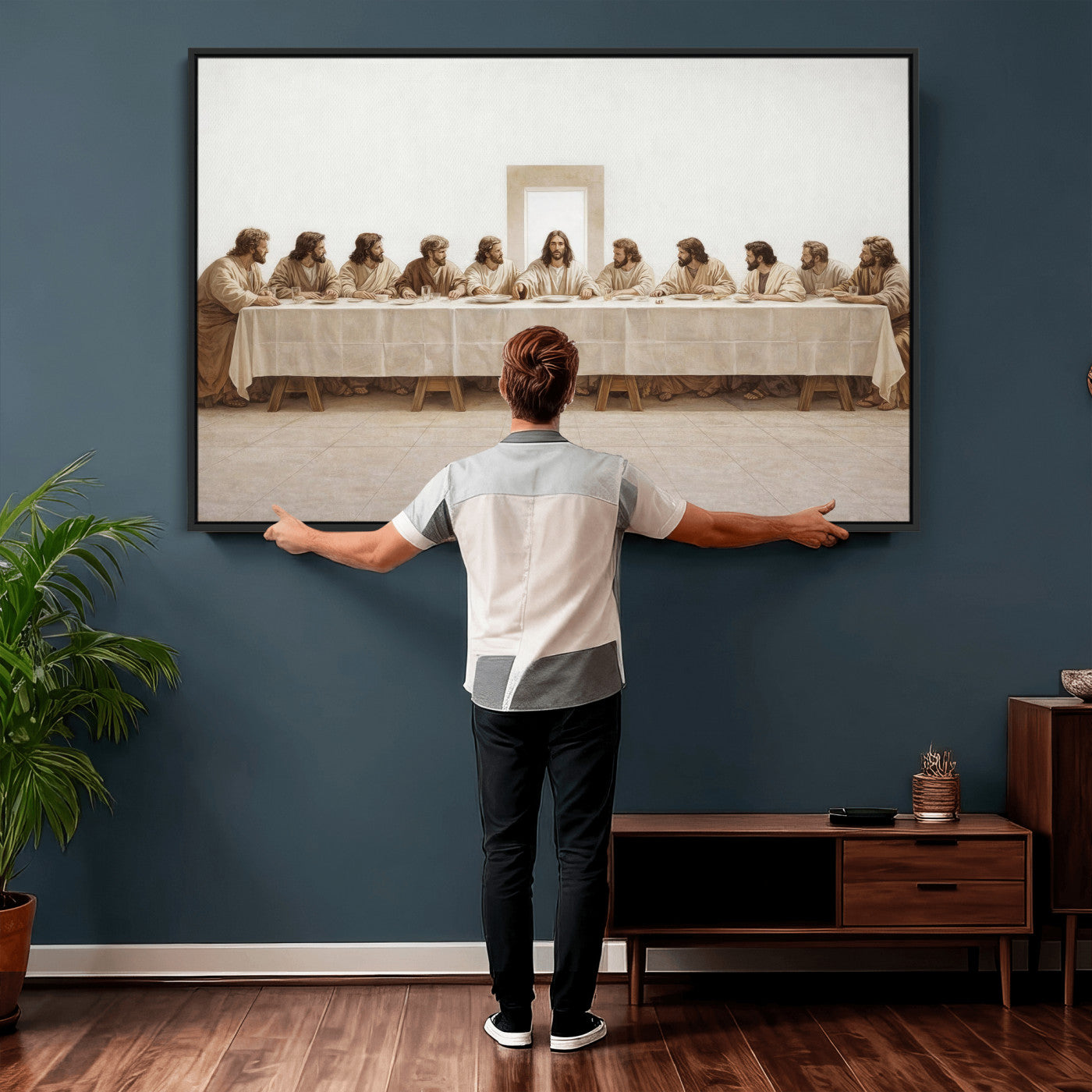 76380069-MGV-CV-36X24 - The Last Supper Wall Art Canvas Print, Jesus Christ Biblical Scene Canvas Print, Christian Religious Artwork for Church Living Room Decor