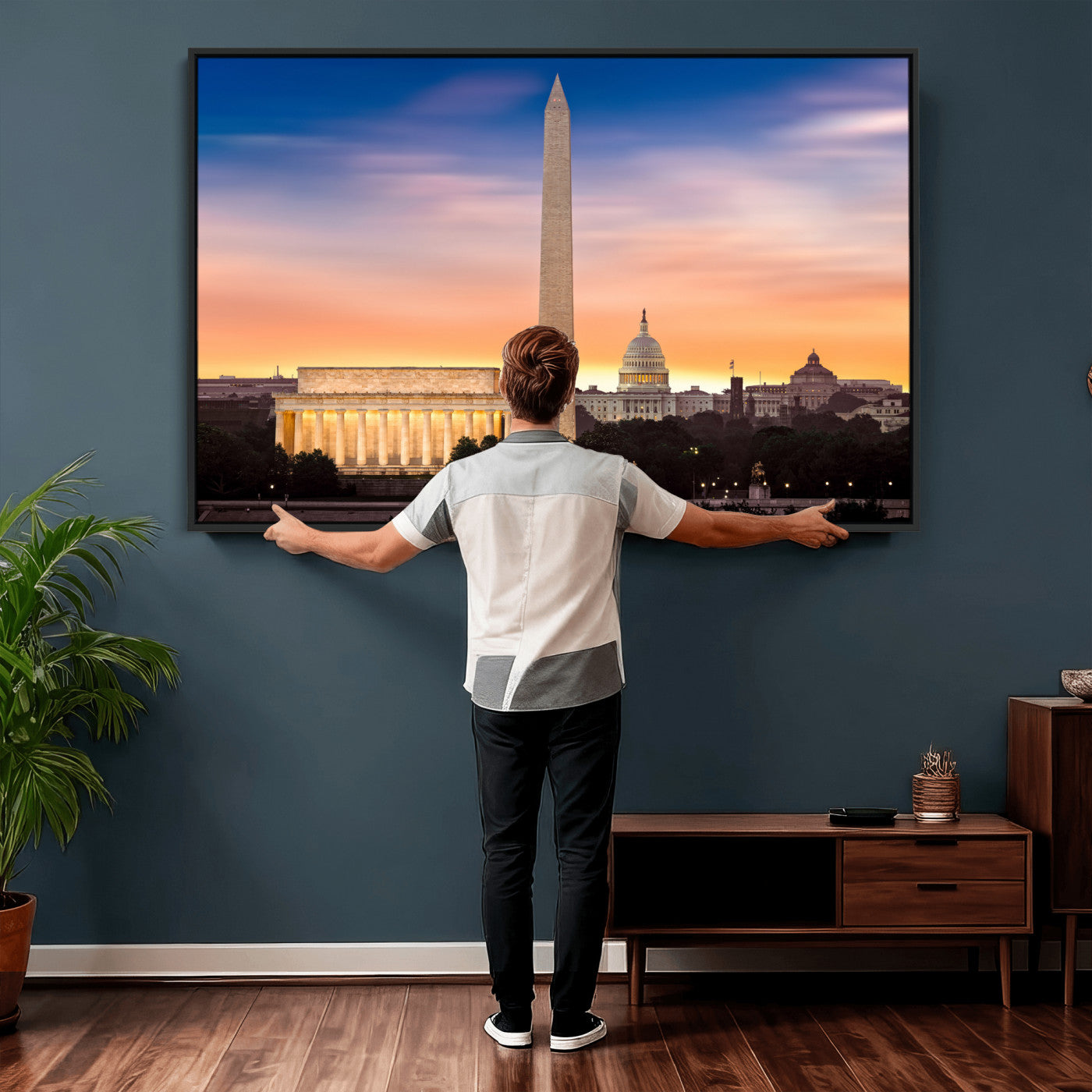 72704063-MGV-CV-36X24 - Washington DC Skyline Wall Art Canvas Print – Lincoln Memorial, Washington Monument & Capitol Artwork Print
