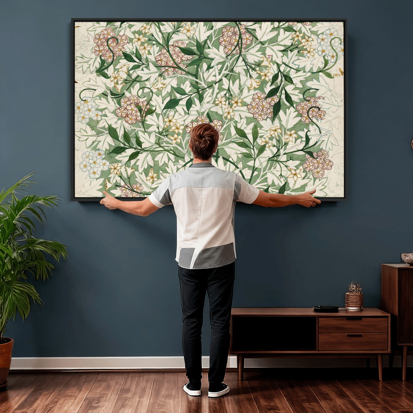 33560597-MGV-CV-36X24 - William Morris Jasmine 1872 Canvas Wall Art — Arts and Crafts Botanical Print | Vintage Green Floral Decor | Cottagecore Gift | Classic Art