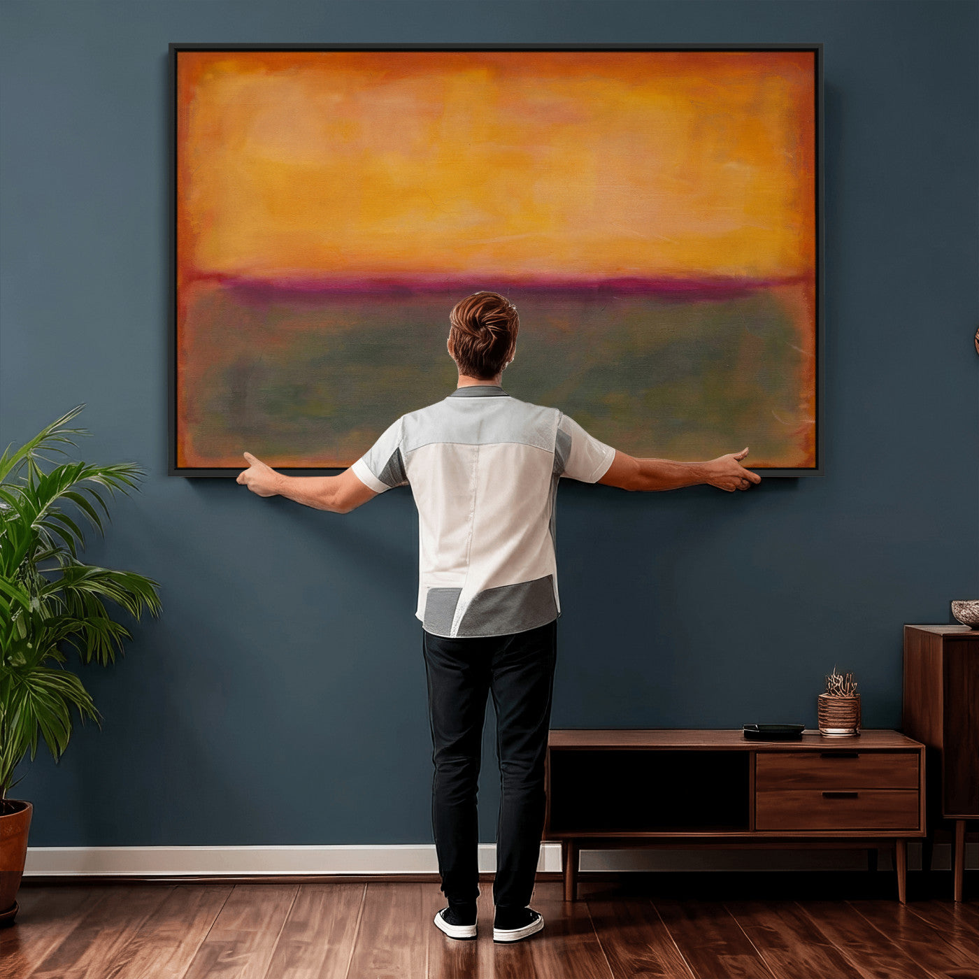 21628300-MGV-CV-36X24 - Abstract Color Field Wall Art Canvas Print, Framed Minimalist Horizon Artwork for Living Room Bedroom Office