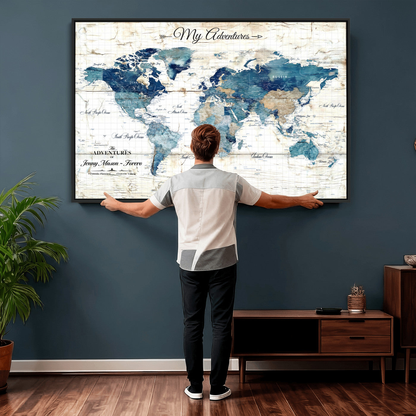 18761277-MGV-CV-36X24 - Watercolor World Map Canvas Wall Art Print – Abstract Colorful Travel Wall Decor