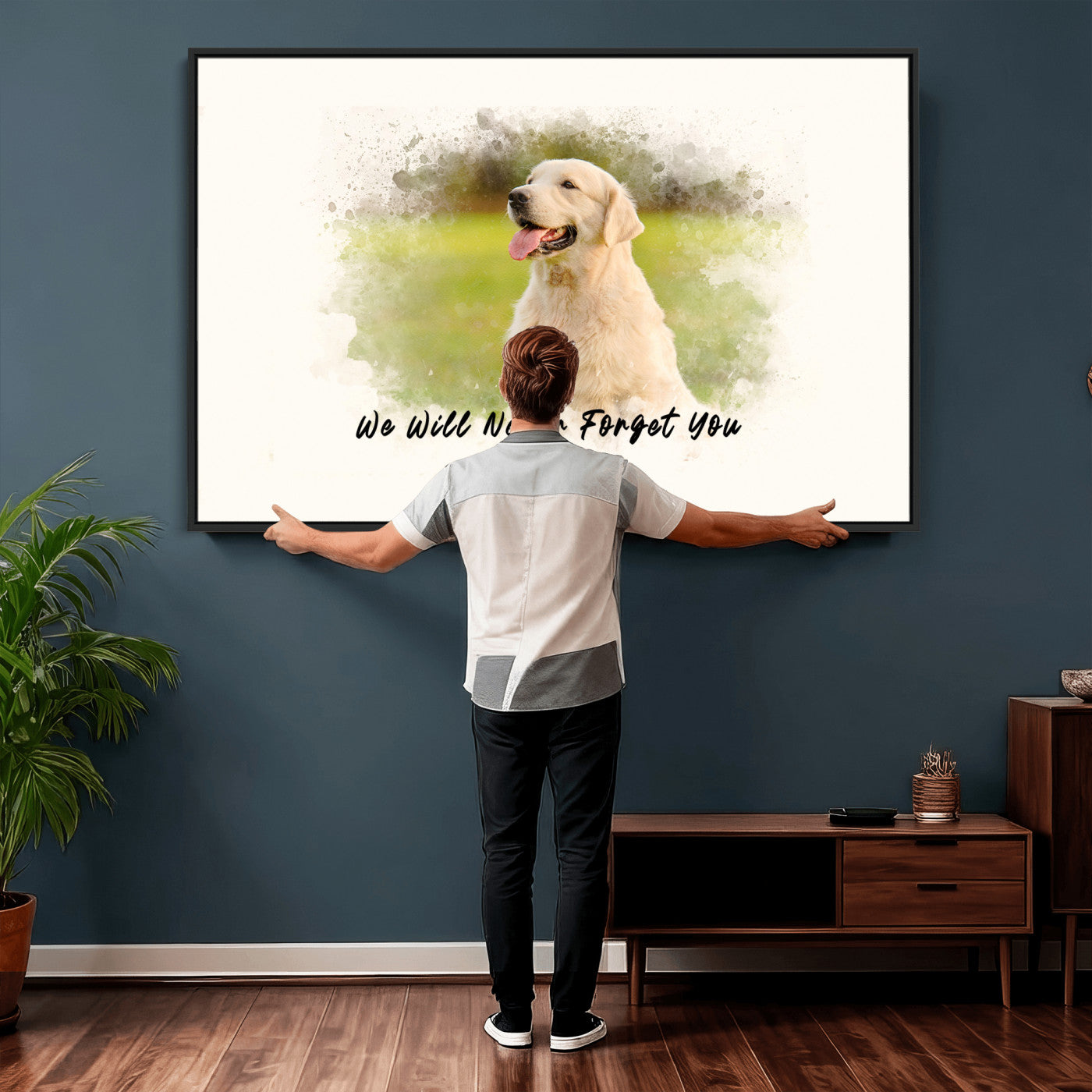 78367466-MGV-CV-36X24 - Watercolor Pet Memorial Wall Art Canvas Print, Custom Dog Memorial Portrait, Personalized Angel Pet Loss Gift, Angel Wings Puppy Print