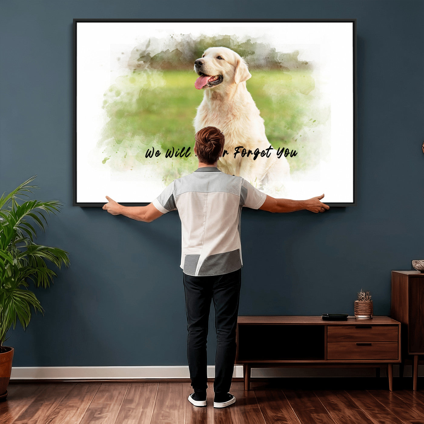 38460512-MGV-CV-36X24 - Abstract Pet Memorial Wall Art Canvas Print, Custom Dog Memorial Portrait, Personalized Angel Pet Loss Gift, Angel Wings Puppy Print