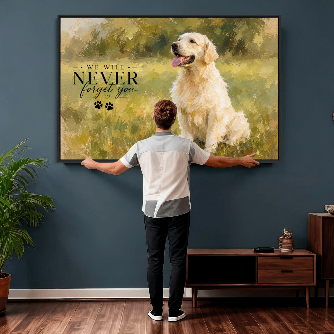 38460512P1-MGV-CV-36X24 - Oil Paint Style Pet Memorial Wall Art Canvas Print, Custom Dog Memorial Portrait, Personalized Angel Pet Loss Gift, Angel Wings Puppy Print
