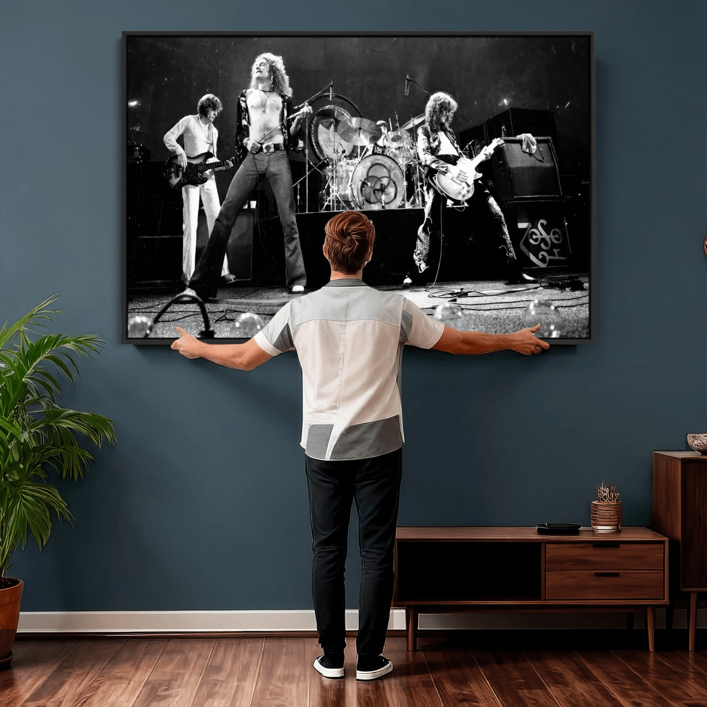 87313532-MGV-CV-36X24 - ed Zeppelin Live Concert Canvas Wall Art, Classic Rock Band Photography Print, Vintage Music Stage Performance Artwork