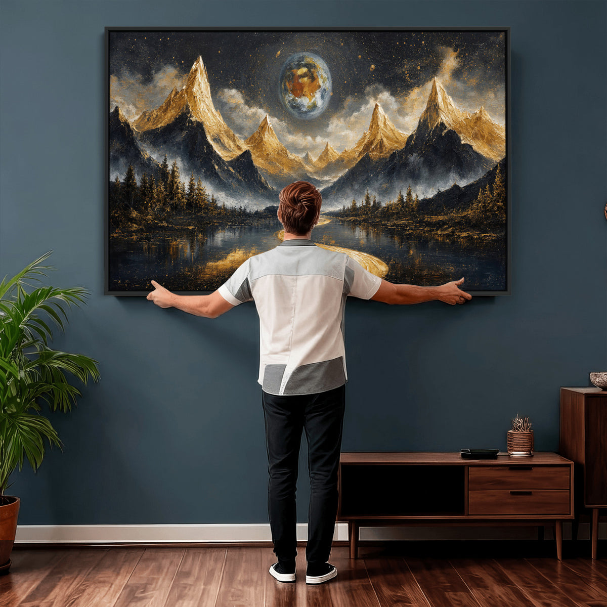 34202127-MGV-CV-36X24 - Abstract Mountain Wall Art Canvas Print Modern Landscape Painting Print