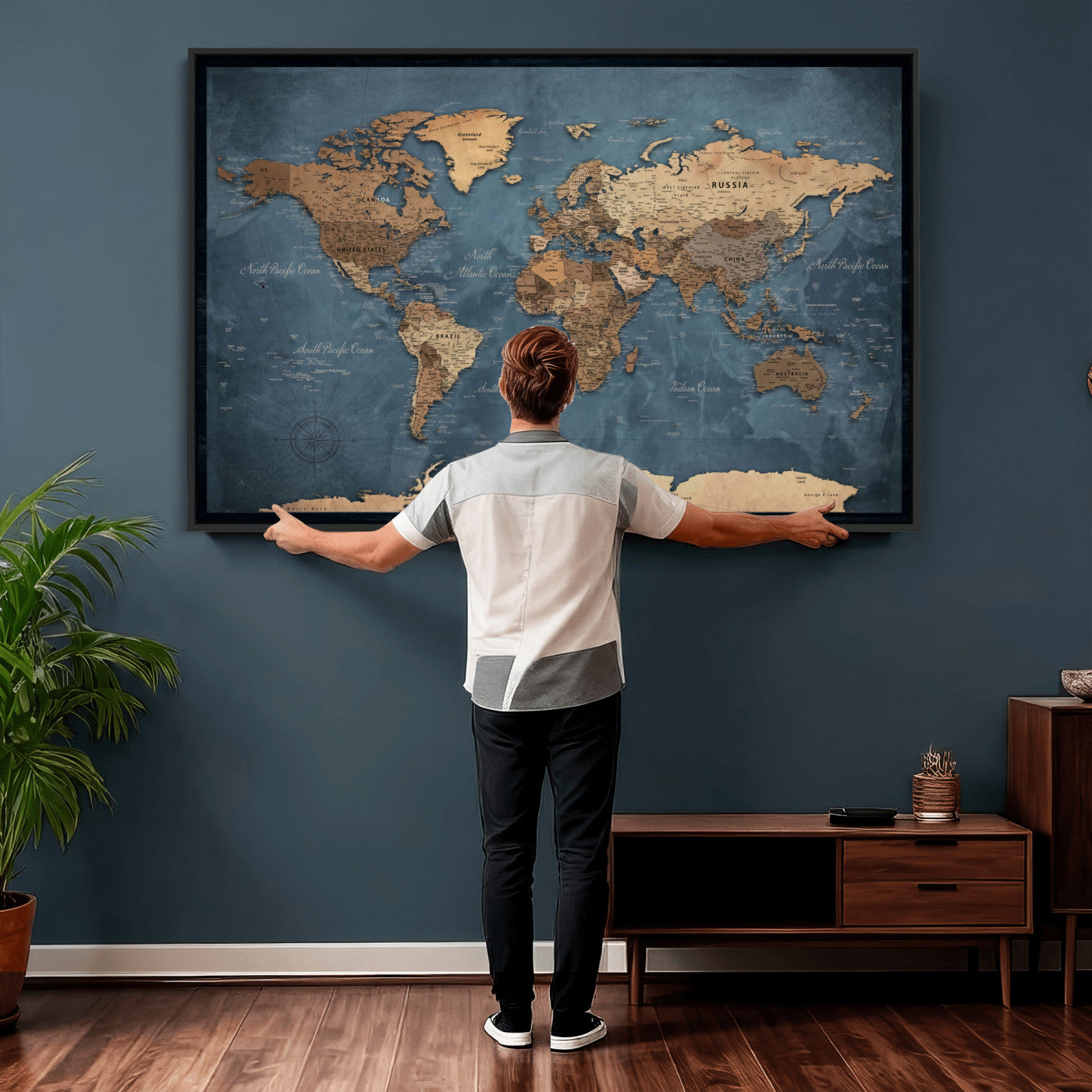 45826339-MGV-CV-36X24 - World Map Canvas Wall Art Canvas Print