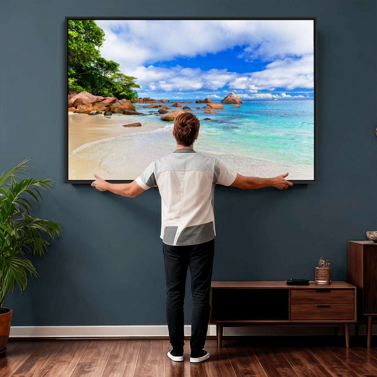 81980382-MGV-CV-36X24 - Seychelles Beach Canvas Wall Art - Anse Intendance Turquoise Ocean Print
