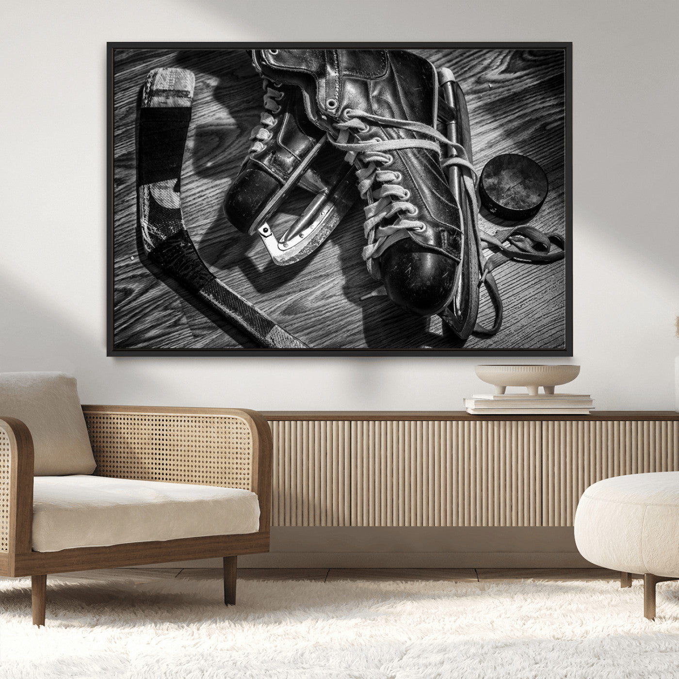 20553-MGV-CV-36X24-Old Pair of Mens Skates Wall Art Canvas, Men Skates Wall Art Print