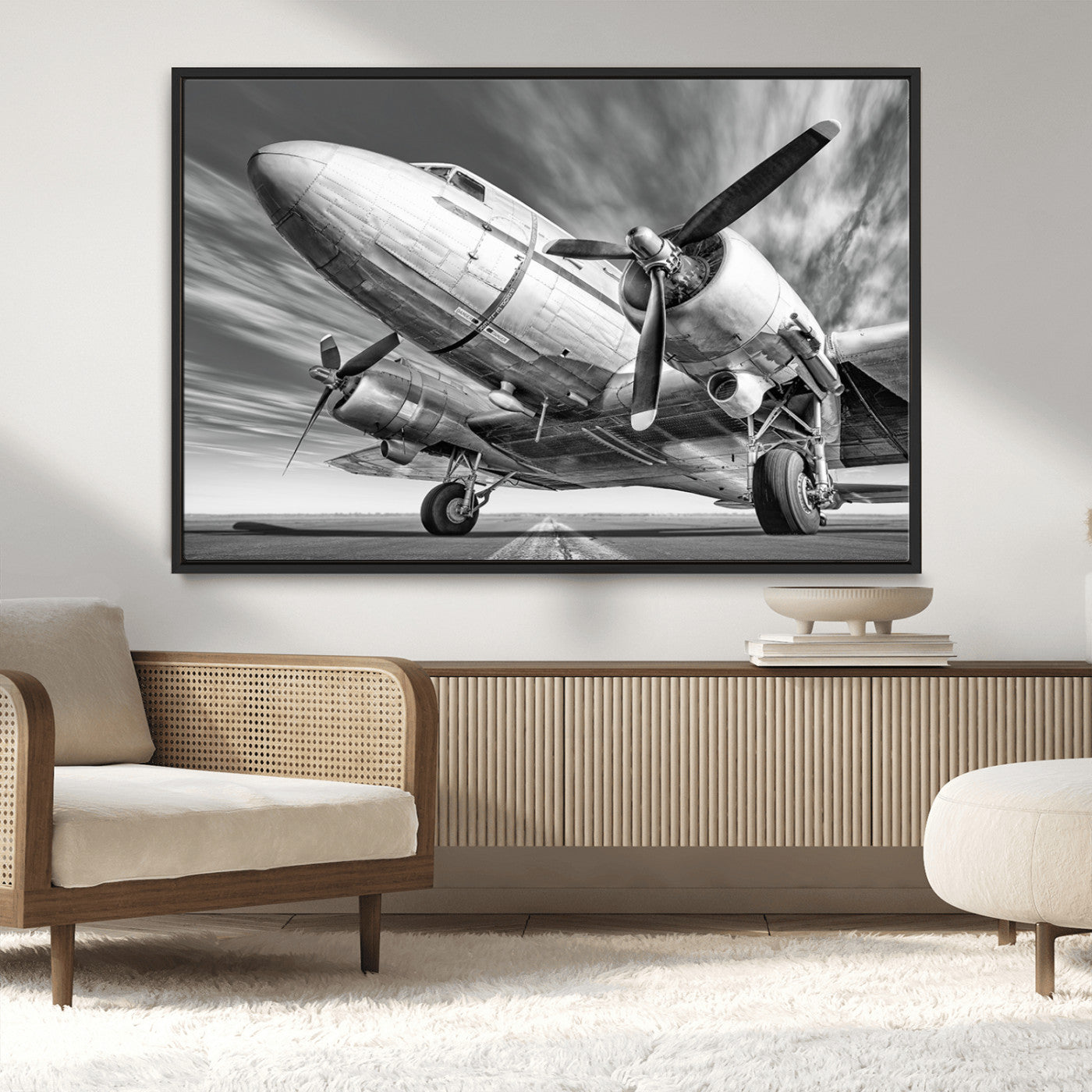 82744-MGV-CV-36X24-Vintage Airplane on Runway Canvas Print
