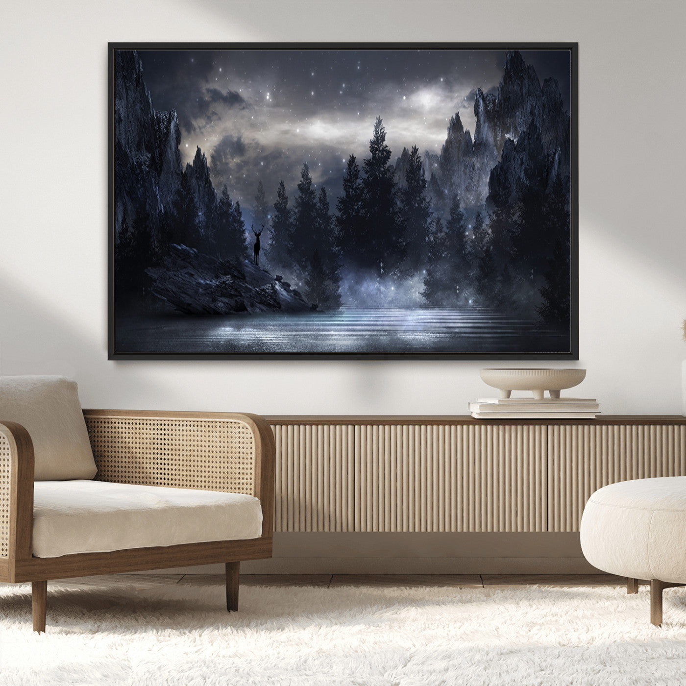 55385-MGV-CV-36X24-Night Landscape and Trees Wall Art Canvas Print