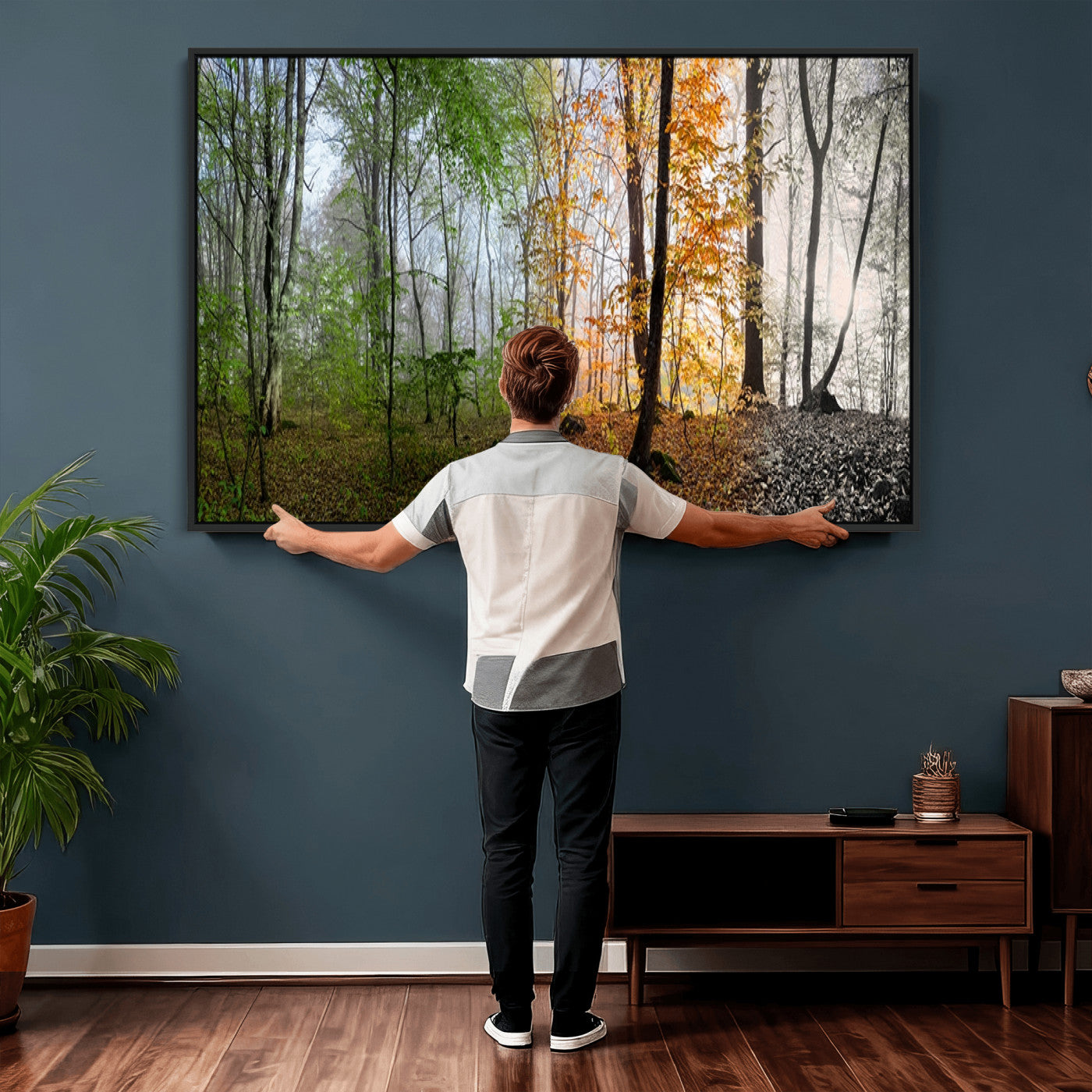 95317-MGV-CV-36X24 - Four Seasons Wall Art Forest Canvas Print – Triptych Seasonal Nature Print – Landscape Decor for Living Room