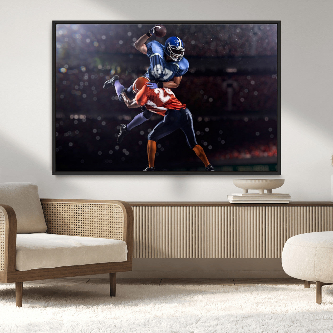 76491-MGV-CV-36X24-American Football Wall Art Canvas Print, Stadium Sport Wall Art Print