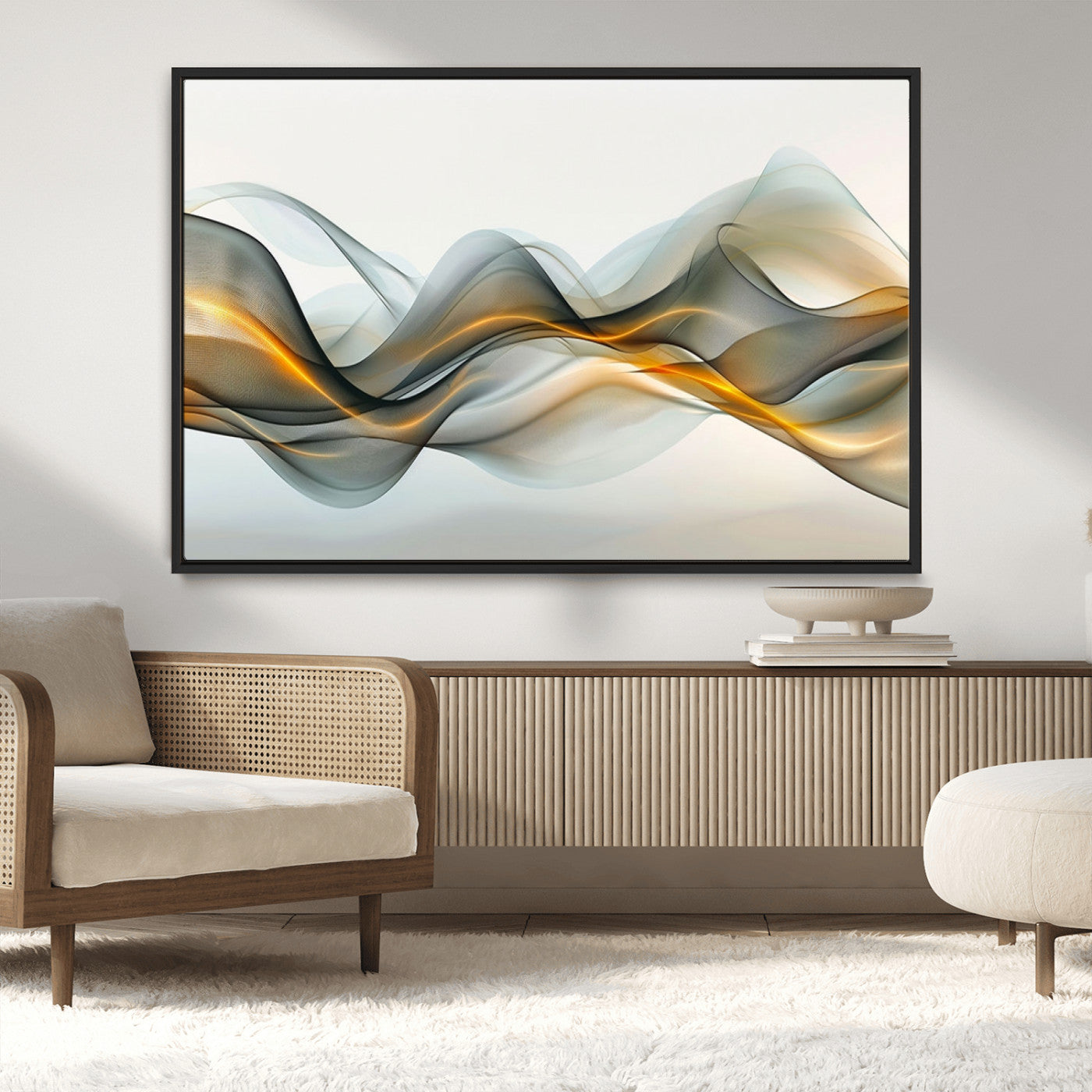 ES1001-MGV-CV-36X24-Abstract Wave Canvas Wall Art – Fluid Contemporary Elegance in Motion – Ready to Hang