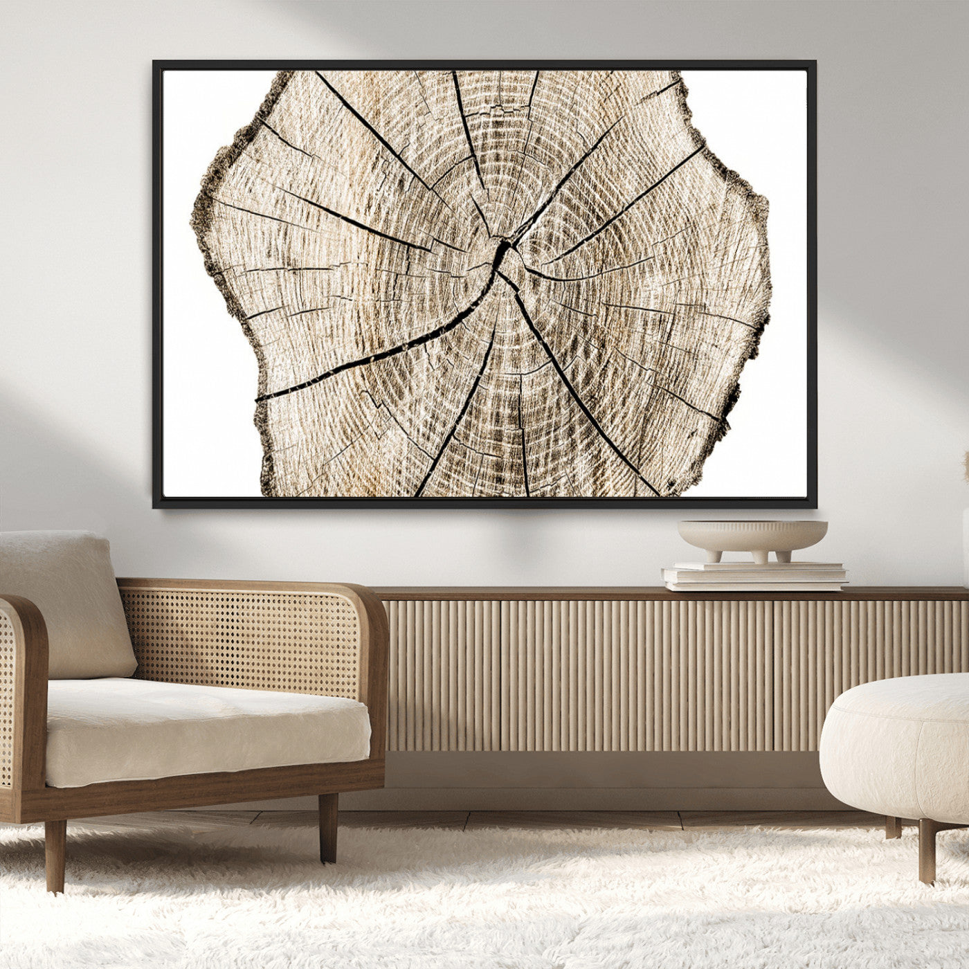 12450-MGV-CV-36X24-Abstract Wood Tree Ring Wall Art - Ready to Hang Minimalist Wooden Design for Rustic & Contemporary
